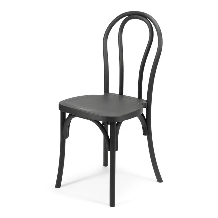 Black Bentwood Chair with classic curved back and cane seat in matte black finish